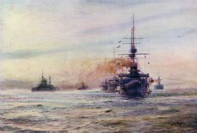 Slagschepen van het Witte Tijdperk van de Majestic-klasse door William Lionel Wyllie